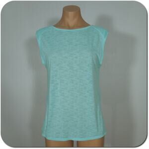 ZELLA Active Top S SMALL Womans Light Blue Sleeveless V-Neck Cut Out Back